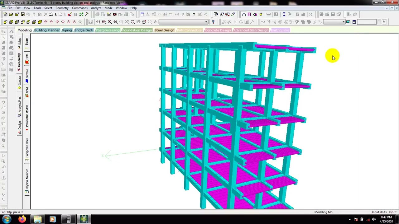 29. Complete Staad Pro Tutorial | 5 Storey Building Modelling and Design In Staad Pro Part 3