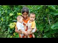 Single mom  harvesting squash goes to the market sell help from a kind person  cooking