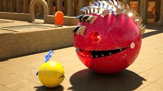 Pacman Vs Robot Pacman And Desert Worm In A Zero-Gravity Lunar Maze