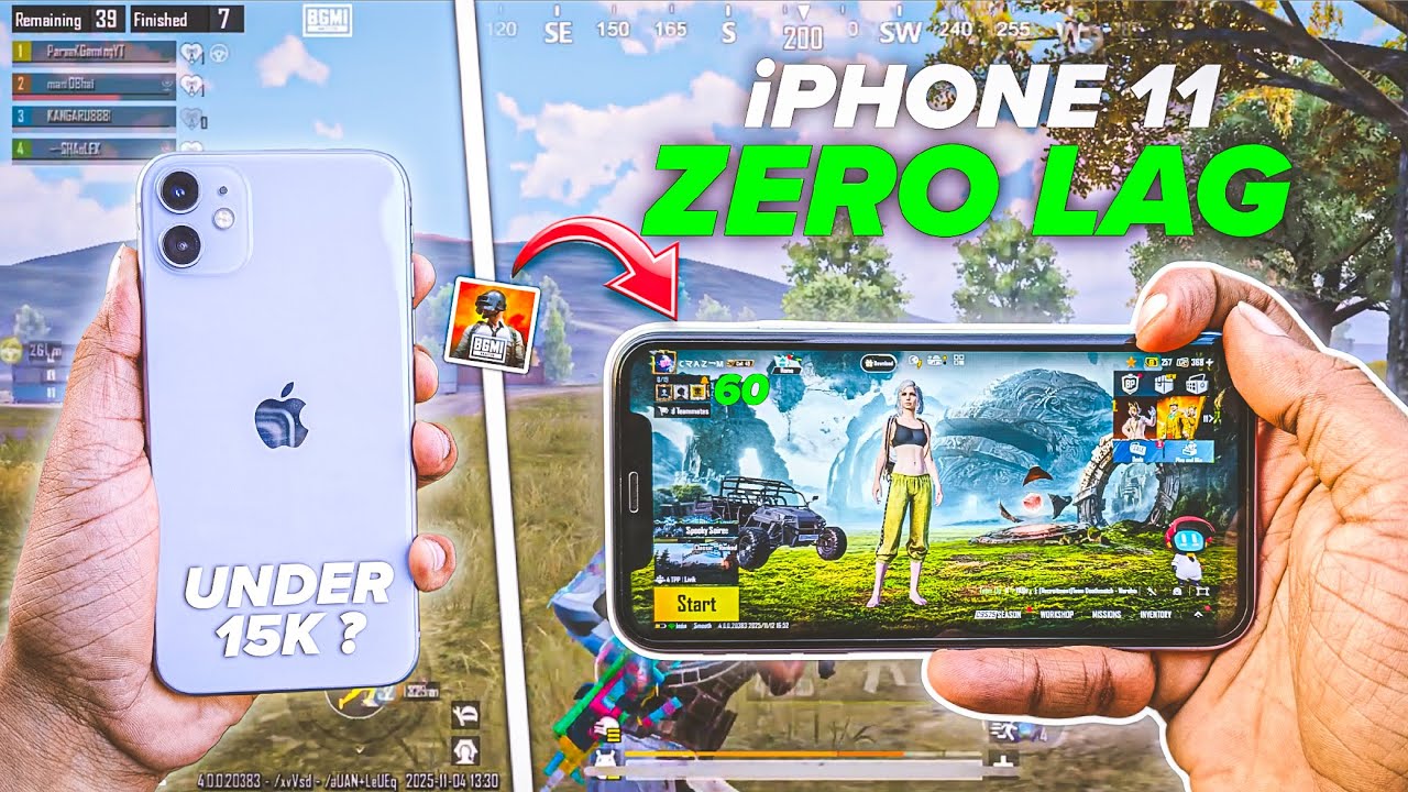 iphone 11 screen recording + handcam test bgmi • iphone 11 bgmi 2025 • 60fps!? 😳