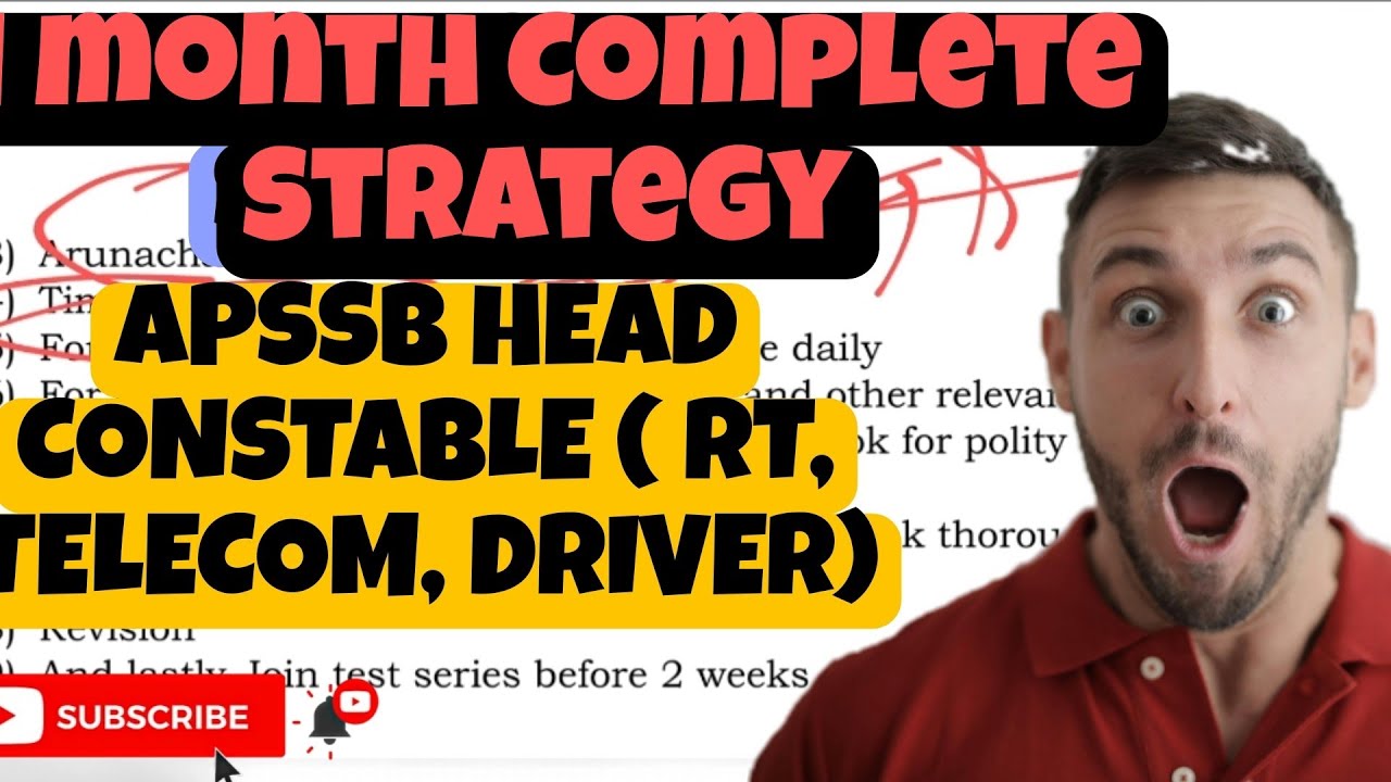 1 Month Complete strategy for APSSB Head Constable ( RT, TELECOM, DRIVER ) 🔥 🔥