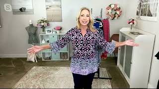 Susan Graver Printed Liquid Knit Split-Neck Tunic on QVC