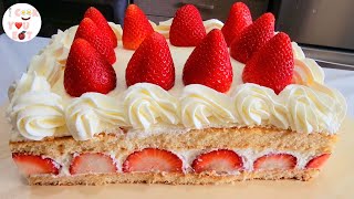 Eggless Strawberry Shortcake/Fluffy Japanese Strawberry Cake/It's So Delicious