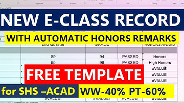 SHS - Academics E-CLASS RECORD WITH AUTOMATIC HONORS REMARKS