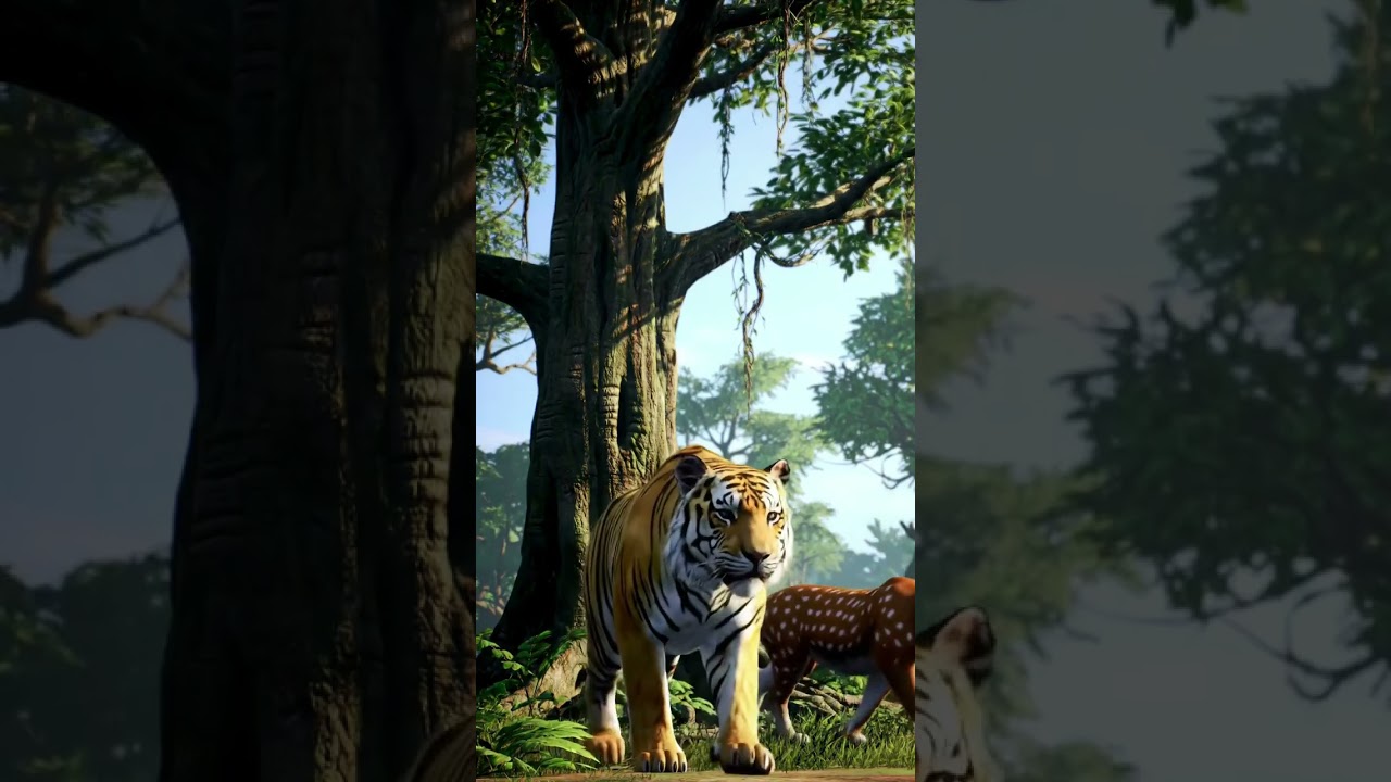 Tiger vs deer and monkey