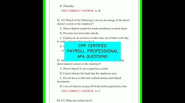 CPP CERTIFIED PAYROLL PROFESSIONAL APA QUESTIONS video