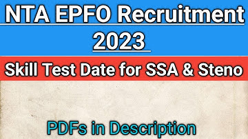 NTA EPFO SSA Typing Test Date 2023 | EPFO Steno Skill Test Date 2023 | EPFO Stage 2 Date Out