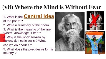 Where the Mind is Without Fear : Question Answers (Class 10th, PSEB)