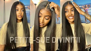 BEST GLUELESS PRECUT 6x5 HD LACE CLOSURE WIG INSTALL ft. Megalook Hair | PETITE-SUE DIVINITII