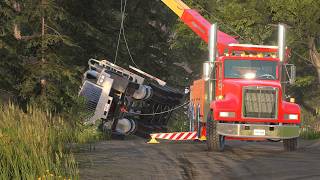 Epic MT-series Rotator Does a smooth roll over recovery of a crashed logging truck