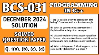 P1- 1(a), (b), (c), (d) | BCS31 Dec 2024 Solution | BCS031 Solved Question Paper | Bcs 031 Important