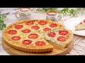 🍕Открытый пирог из песочного теста с творожным сыром и зеленью! 🧀 Рецепт сырного закусочного пирога!