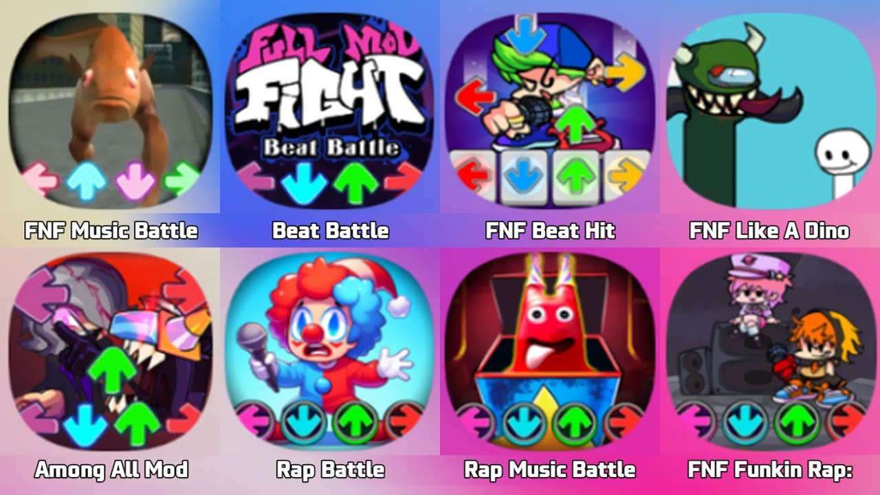 FNF Mario's Madness V2, FNF Mario's Monday Night, FNF Stickman, FNF Sprunki, FNF Pibby Mod