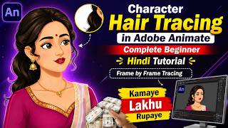 Character Hair Tracing in Adobe Animate | Complete Beginner Tutorial | Frame by Frame Tracing