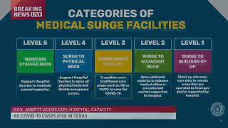 As covid-19 cases continue to increase in texas, gov. greg abbott
gives an update the state’s hospital capacity. austin, officials
have declared ci...