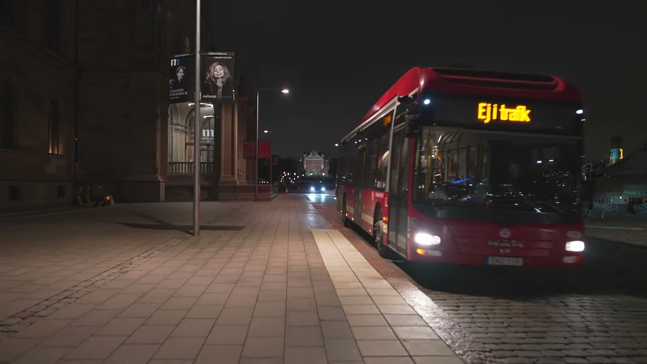 Sweden, Stockholm, bus 65 night ride from Nationalmuseum to Kristineberg