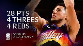 Devin Booker 28 pts 4 threes 4 rebs vs Spurs 21\/22 season