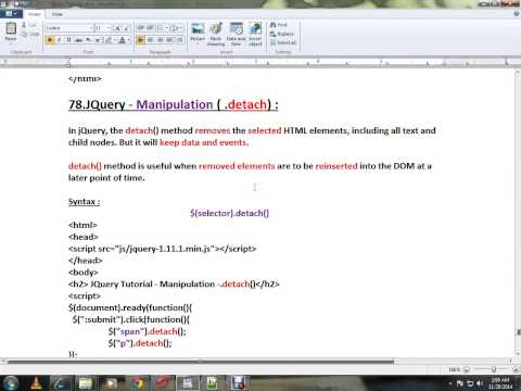 DETACH METHOD JQUERY DEMO