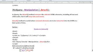 DETACH METHOD JQUERY DEMO
