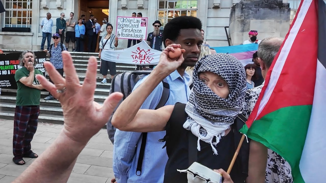 Pro Palestinian Protestor Egging Jews
