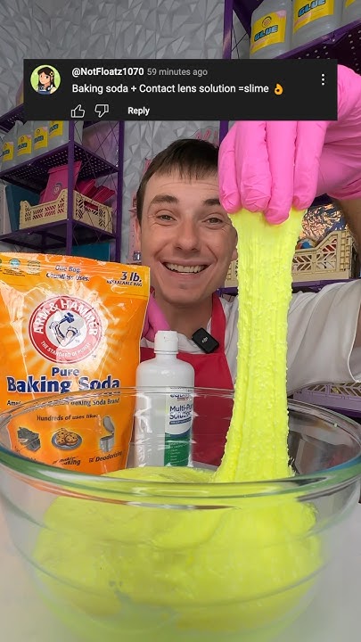 baking soda + contact solution = slime?! - YouTube