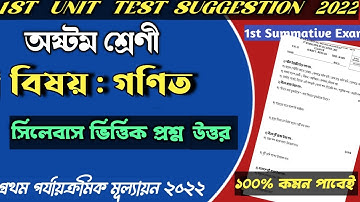 Class 8 mathematics 1st unit test suggestion 2022||Class viii Math 1St Unit Question paper 2022
