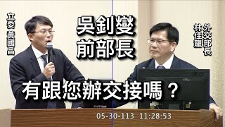 黃國昌 質詢 外交部長林佳龍 中美洲銀行 援外金額及用途 20240530 外交國防委員會 【立法院演哪齣】