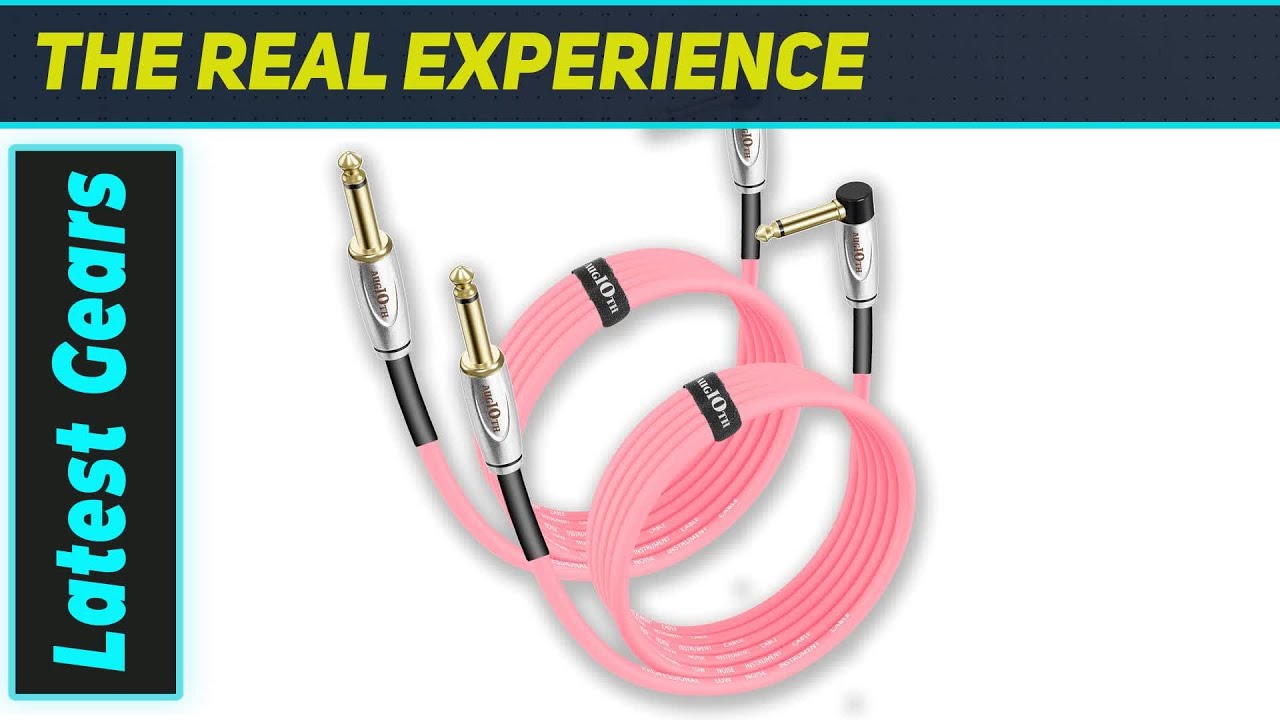 Augioth 20ft Pink Guitar Cable 2 Pack - Best Straight to Angled Amp Cord!
