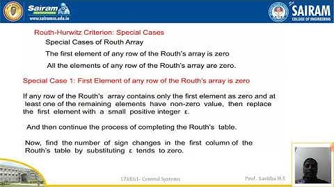 Lecture video_17EE61_Module3_Routh Stability Criterion 2_Savitha