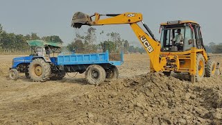 JCB Mud Loading in The Sonalika Di 740 Mahindra 585 John Deere 5050 D Swaraj 843 Tractor | Jcb 3Dx