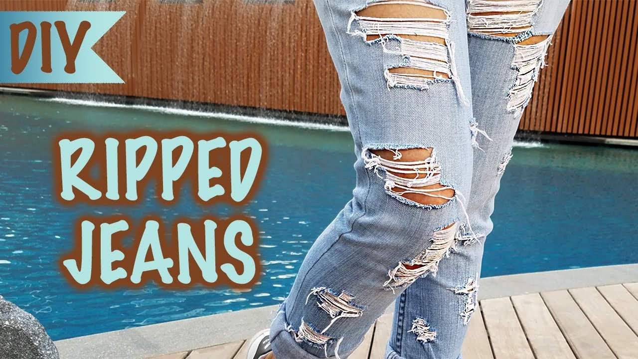 How to make Ripped Jeans | DIY Distressed Denims at Home | Easy ...