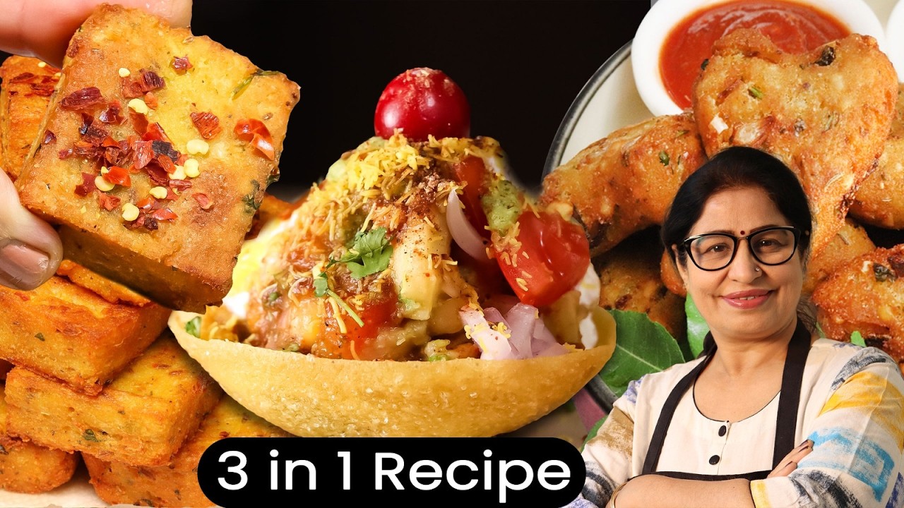 टिफिन हो या किटि-पार्टी - एकसाथ 3 IN 1 रेसिपी | Aloo Poha Cutlet | Besan Aloo Nasta | Katori Chaat
