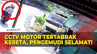 Hampir Saja! Detik-Detik Motor Tertabrak Kereta, Pengemudi dan Penumpang Berhasil Selamat!