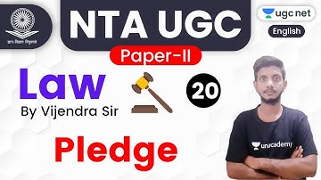 NTA UGC NET 2020 (Paper-2) | Law by Vijendra Sir | Pledge
