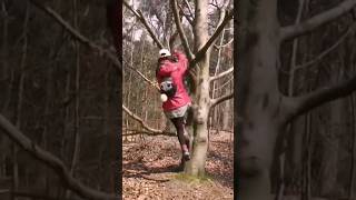 Challenging Girl Climbing Tree Randomly Without Training