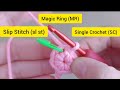 How to Crochet a Magic Ring, Single Crochet & Slip Stitch | Beginner Tutorial