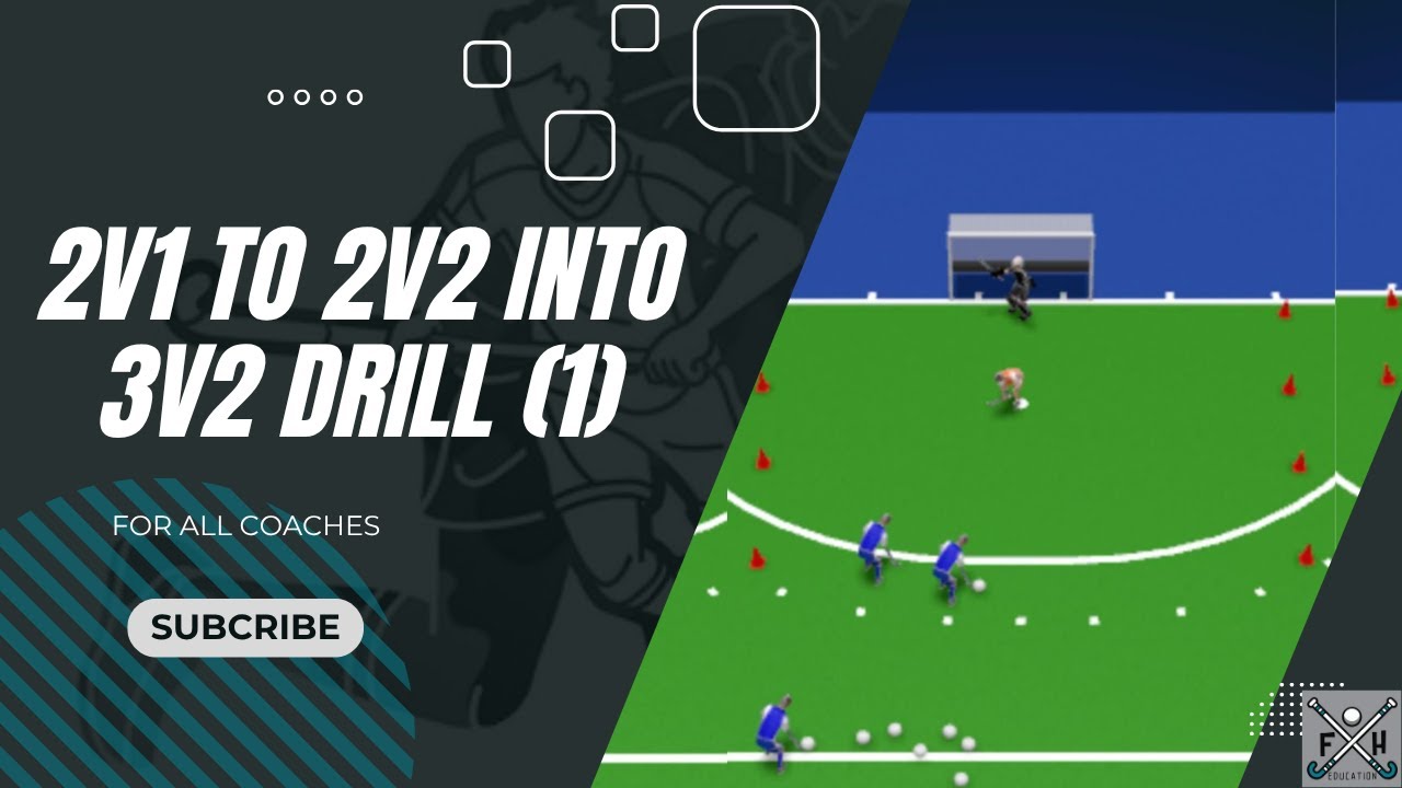 🏑 FIELD HOCKEY 2v1 TO 2v2 INTO 3v2 DRILL (1) | Perfect for All Coaches ...