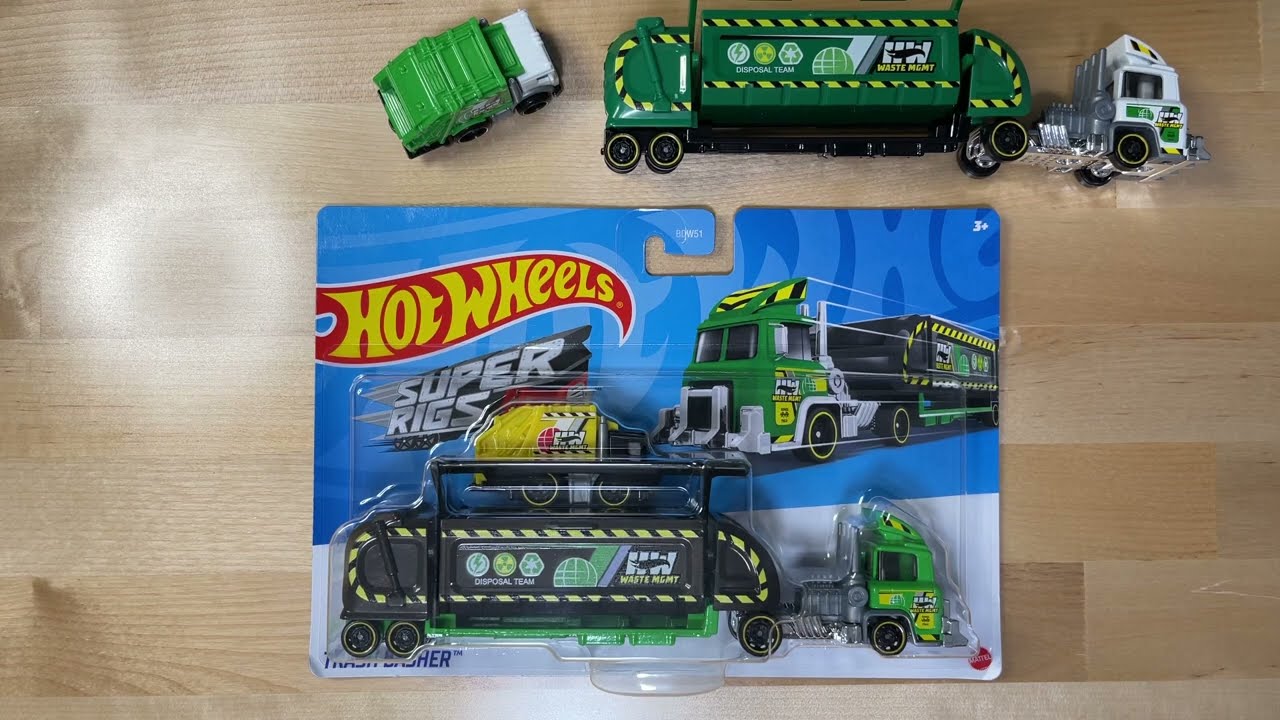 2022 HOT WHEELS SUPER RIGS - TRASH BASHER - GARBAGE HAULER & TRUCK - 1:64