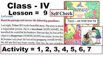 Class 4 Wings Lesson 9 Self Check Activity All Question Answer West Bengal Board
