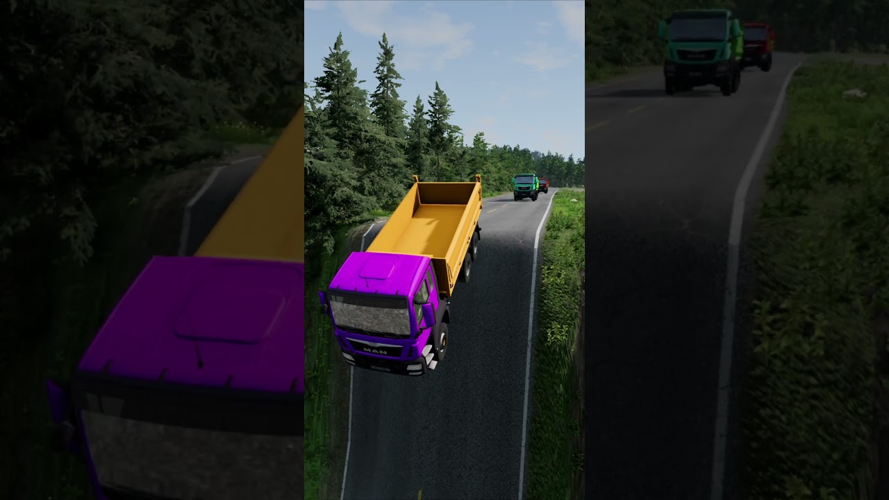Dumper Trucks VS Unfinished Road - BeamnNG.Drive
