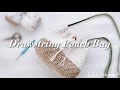 コットン糸でシンプル模様の巾着ショルダーバッグの編み方【かぎ針編み】Crochet Drawstring Pouch Bag