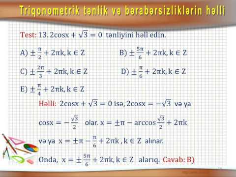 Triqonometrik tənlik və bərabərsizlik Tqdk NIN  TEST 1  40 HƏLLİ