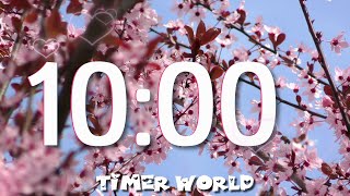 SPRING 10 Minute Timer wit Relaxing Music, CHERRY BLOSSOM, Silent ALARM for Class, Teacher, Study 🌺🌸