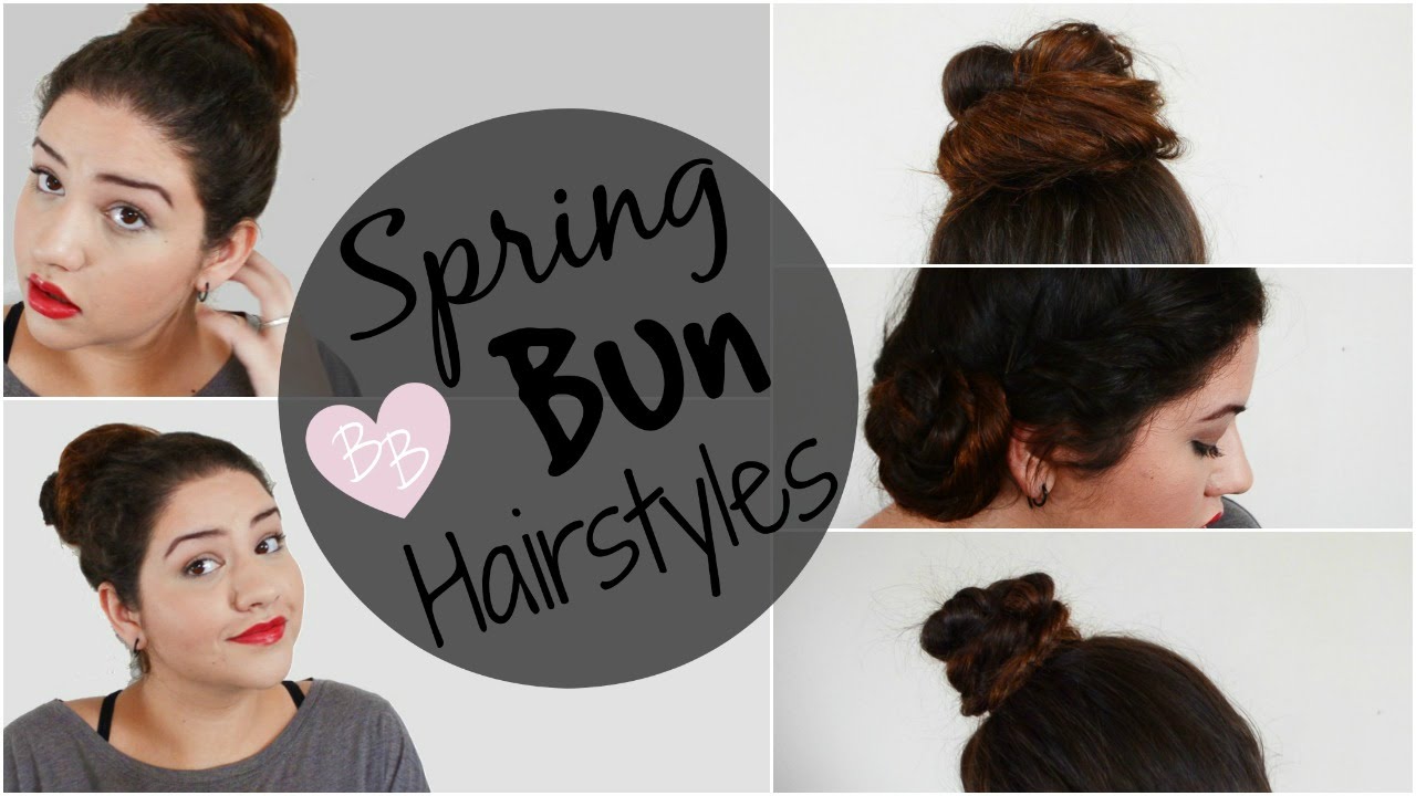 Spring Bun Hairstyles! -- 3 Bun Tutorials - YouTube