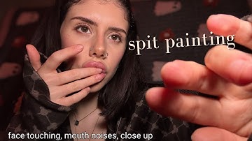 ASMR close up spit painting, mouth sounds and hand movements 😶‍🌫️ (for sleep)