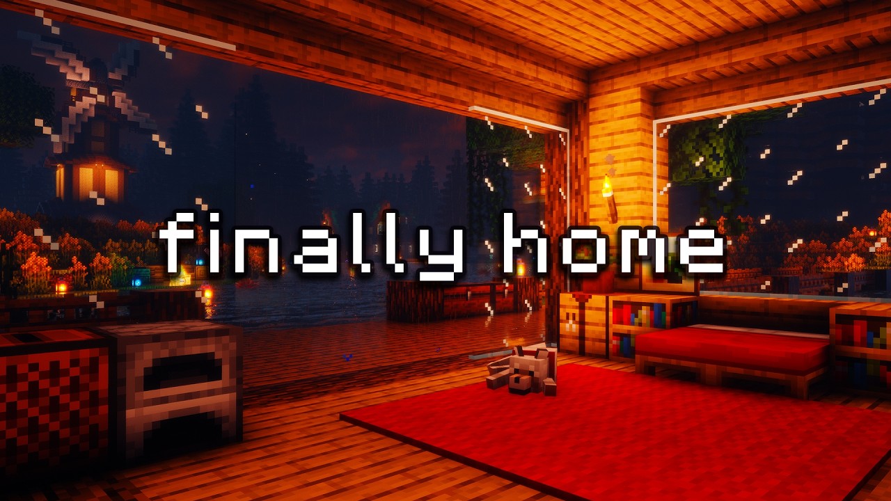 finally home, now you can go to sleep… (minecraft music & rain ambience)