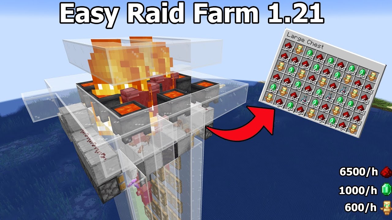 Minecraft Easy Raid Farm for 1.21 - 13000 items per hour - YouTube