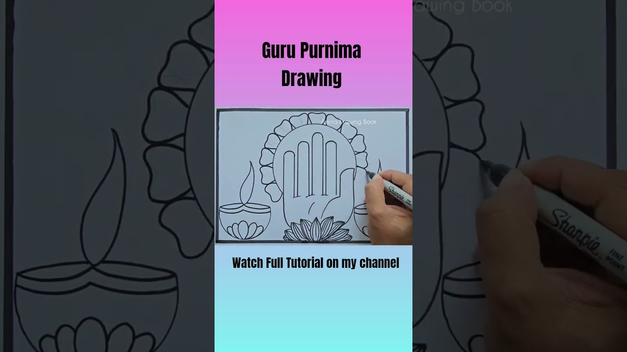 Guru Purnima Drawing easy | How to Draw Guru Purnima poster drawing |Happy Guru Purnima Drawing 2025