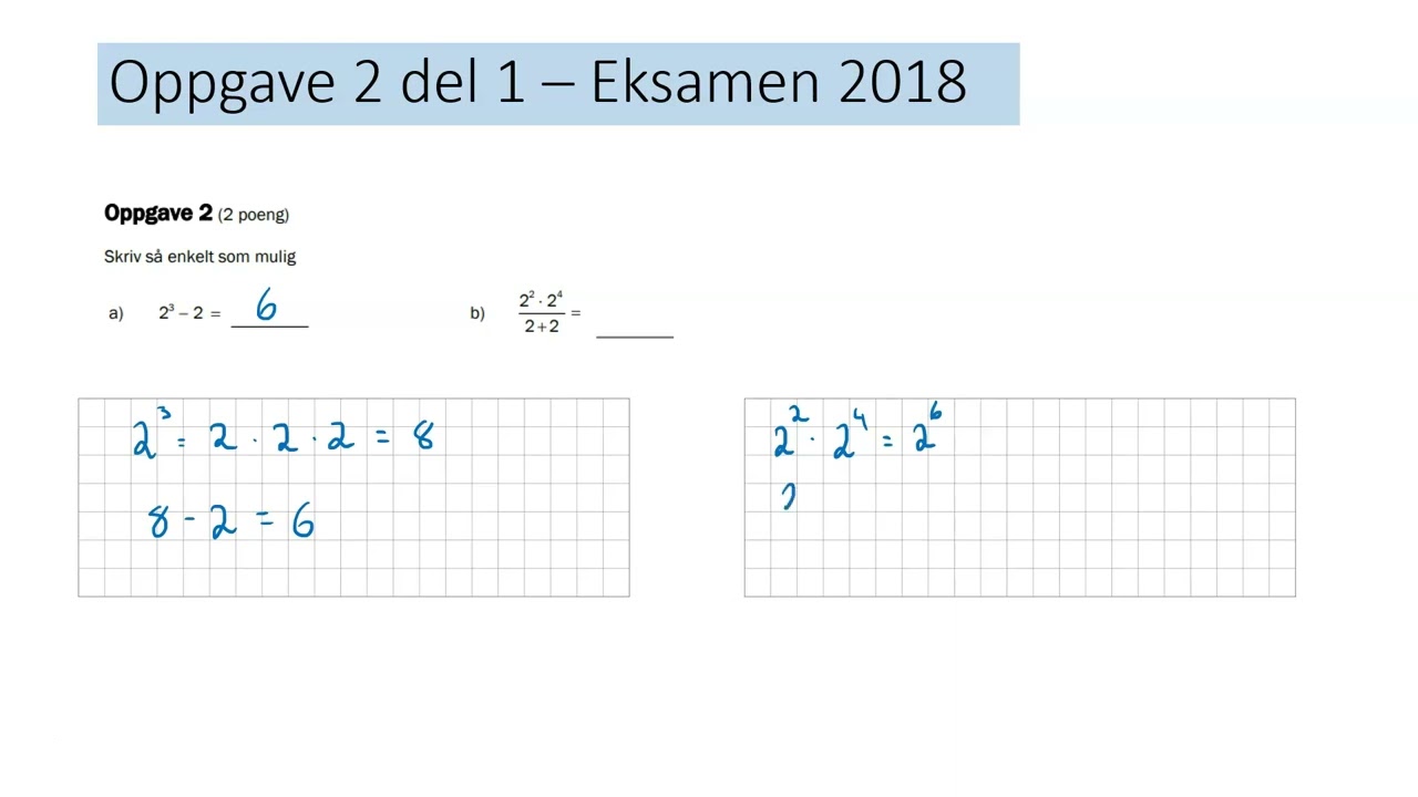 Oppgave 2 del 1 - Eksamen i matematikk 2018 - YouTube