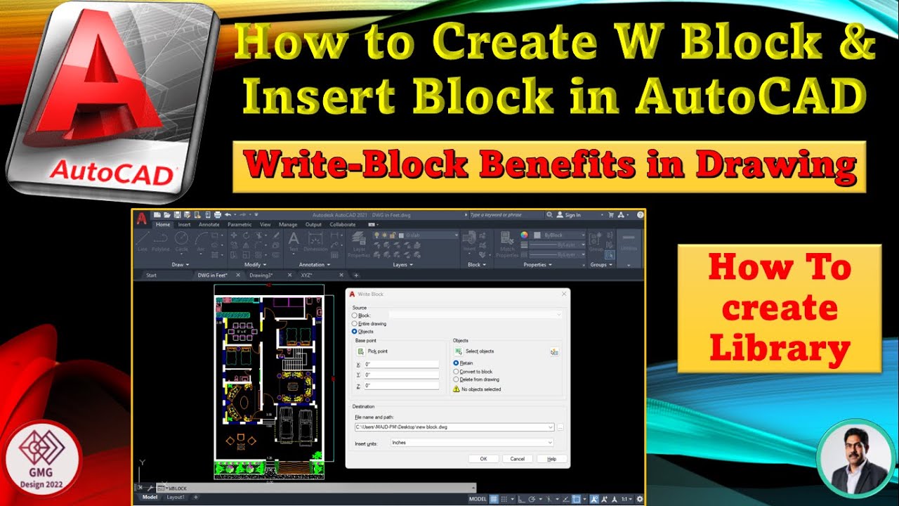 How to Create Write-Block, Insert Block, in AutoCAD | Create a WBlock ...